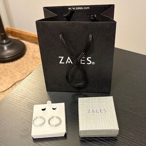 Zales NWT white lab-created sapphire hoop earrings